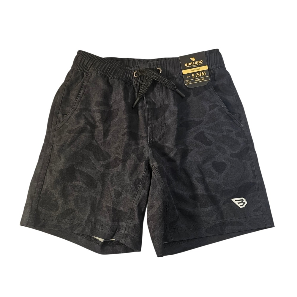 NWT Burlebo Youth Boys S (5-6) Shorts Black/Camo